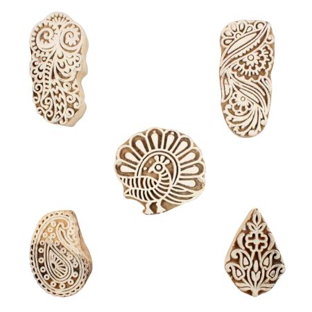 Set of 5 Piece New Mix Wooden Printing Blocks